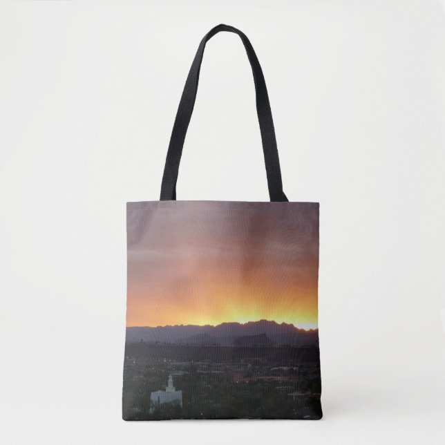 Bolsa Tote Sunrise sobre Ruas. George Utah Landscape (Frente)