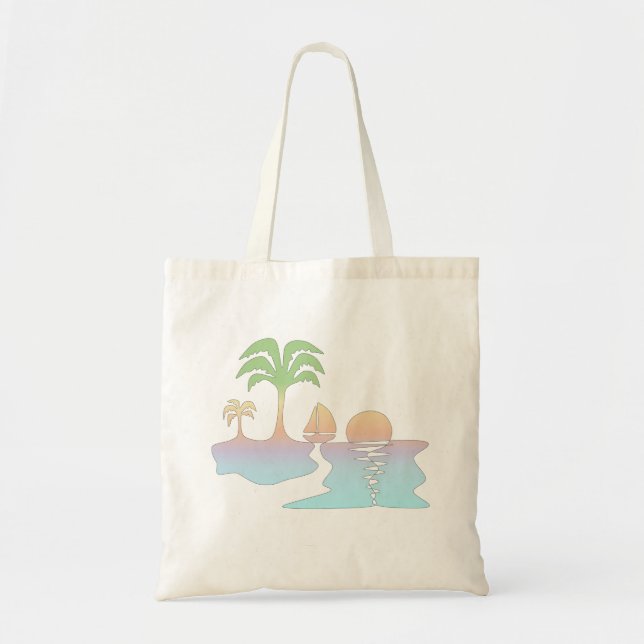 Bolsa Tote Sunrise tropical perpétua com Sailboat Tote Bag (Frente)