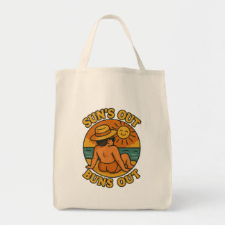 Bolsa Tote Suns Out Buns Out Funny Summer Beach