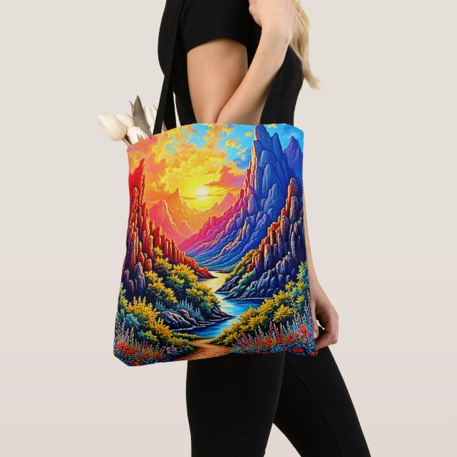 Bolsa Tote  Sunset Canyon River Art (Close Up)
