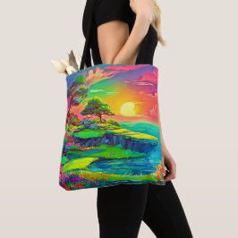 Bolsa Tote Sunset Cliff Paradise Art