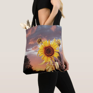 BOLSA TOTE SUNSET DE VERÃO E FLORESCO COM NUVENS DE PINCO