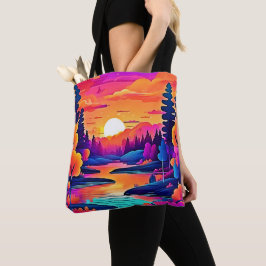 Bolsa Tote Sunset Lake Fantasy Art
