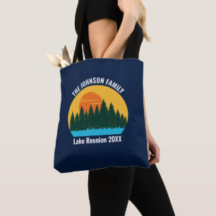 Bolsa Tote Sunset Personalizado de Reunião de Lago Familiar