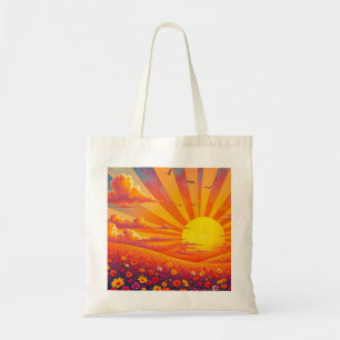 Bolsa Tote Sunset Radiante Sobre Paisagem Whimical