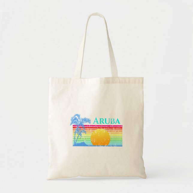 Bolsa Tote Sunset Retro Beach Aruba (Frente)