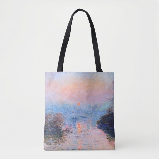 Bolsa Tote Sunset sobre o Seine Claude Monet (Frente)