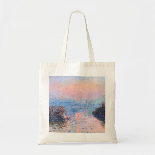 Bolsa Tote Sunset sobre o Seine Claude Monet (Frente)