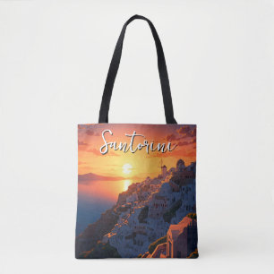 Bolsa Tote Sunset View Santorini Grécia Cyclades Viagem