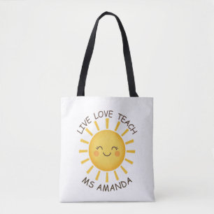 Bolsa Tote Sunshine Live Love Teach Personalizado Professor