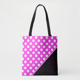 Bolsa Tote Super Girassol Rosa, Preto Com Grandes Bolinhas Br