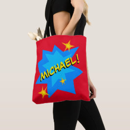 Bolsa Tote Super-herói de nome personalizado