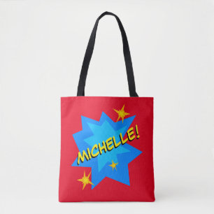 Bolsa Tote Super-herói de nome personalizado