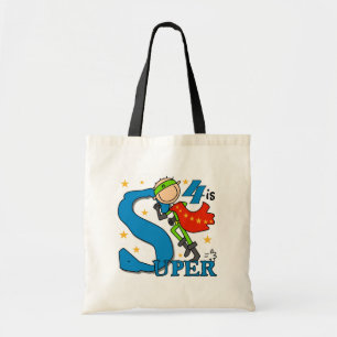 Bolsa Tote Super-herói Garoto 4º Aniversário Camisetas e pres