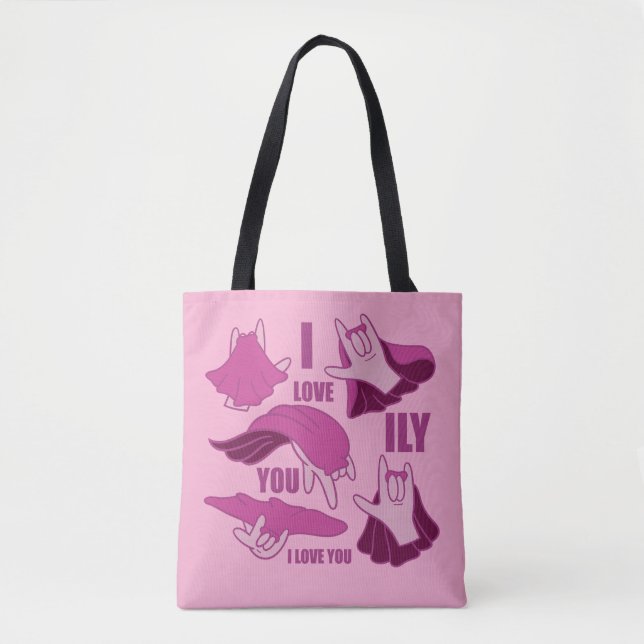 Bolsa Tote Super-herói ILY - Design ASL (Frente)