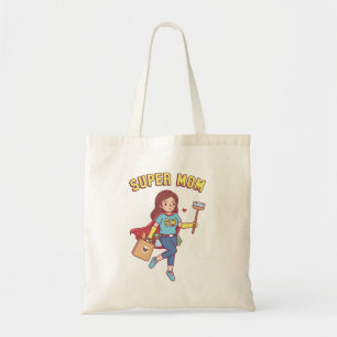 Bolsa Tote Super Mãe Com Escova de Limpeza e Compras Divertid