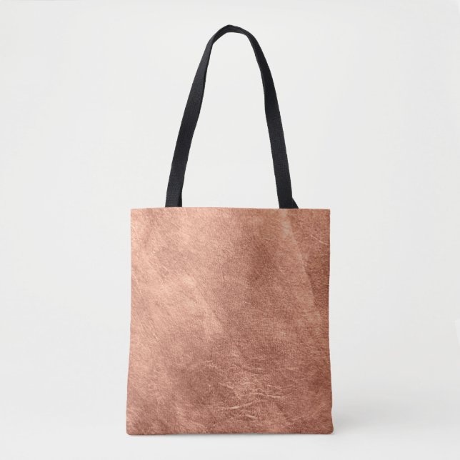 Bolsa Tote Superfície de cobre escovada, textura metálica. (Frente)
