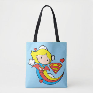 Bolsa Tote Supergirl Chibi Voando Arco-Íris