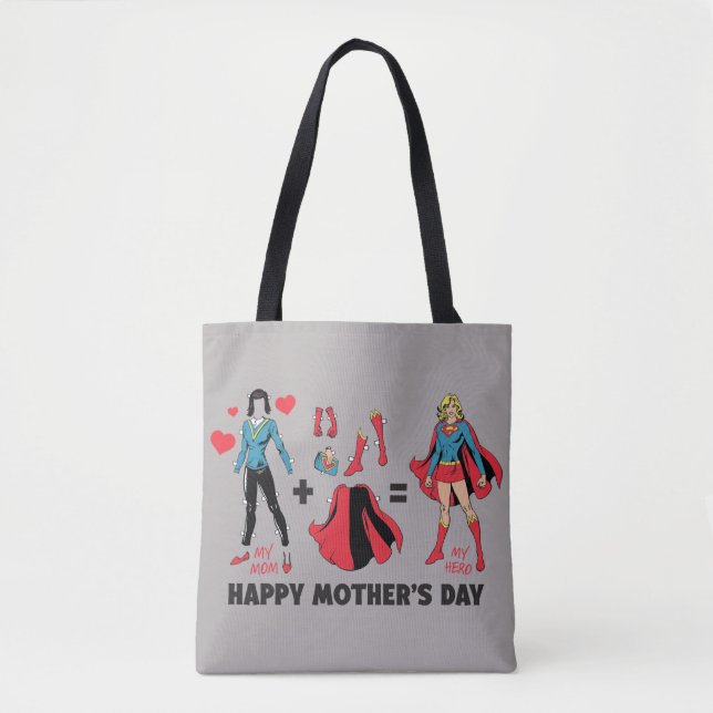 Bolsa Tote Supergirl | Minha mãe = Meu herói (Frente)