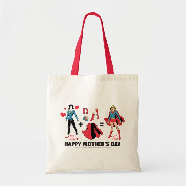 Bolsa Tote Supergirl | Minha mãe = Meu herói (Frente)
