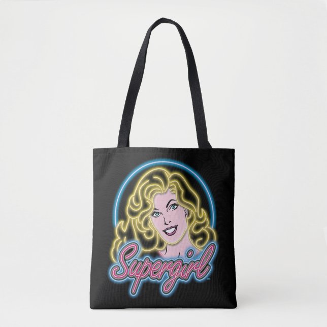 Bolsa Tote Supergirl Retro Neon Lights Graphic (Frente)