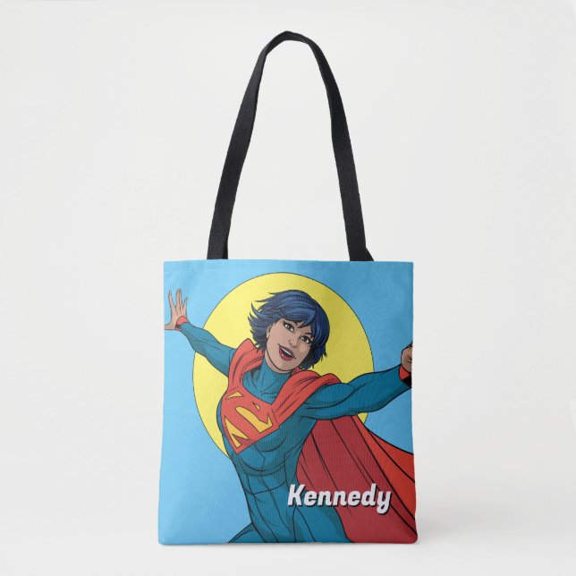 Bolsa Tote Supergirl voando com roupa azul (Frente)