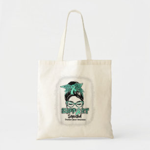 Bolsa Tote Suportar Câncer de ovário de Faixa Teal de Arma do