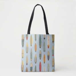 Bolsa Tote Surf Life - Retro Coastal Blue Surfboard Print