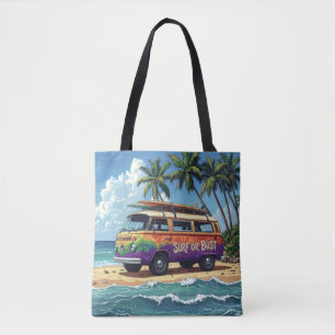 Bolsa Tote Surf ou Fracasso Groovy Retro Hippie Praticante de