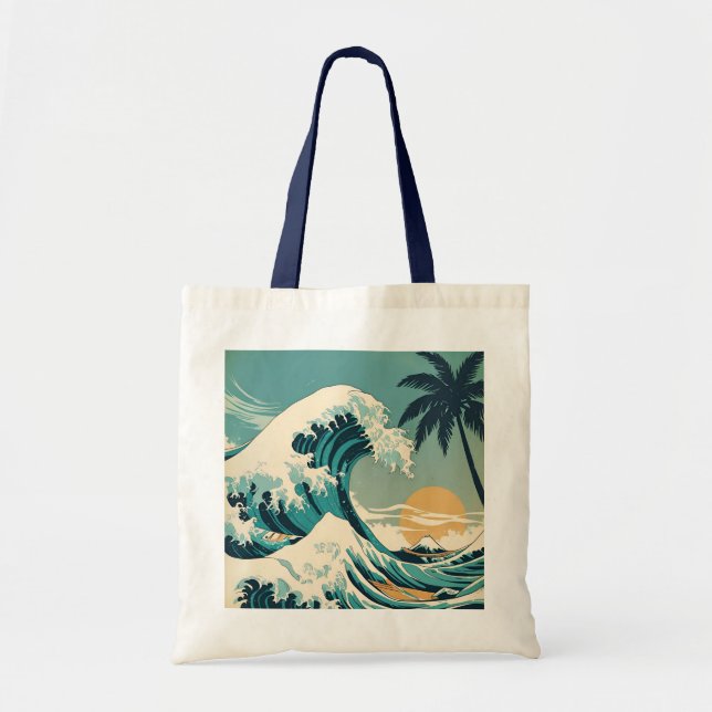 Bolsa Tote Surf para cima retro Wave Design Classic Californi (Frente)