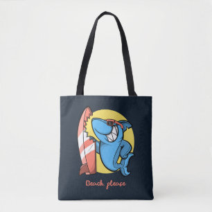 Bolsa Tote Surf Shark Beach, por favor