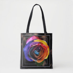 Bolsa Tote Surfar na Rosa do arco-íris