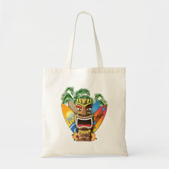 Bolsa Tote Surfe de Tiki Havaiano (Frente)