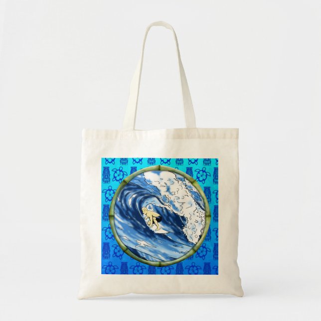 Bolsa Tote Surfista no círculo de bambu (Frente)