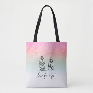 Bolsa Tote *~* Surfista Rosa Pêssego de Ombre Pastel