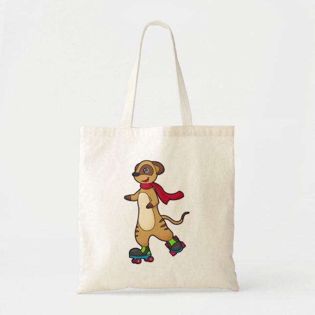 Bolsa Tote Suricata como patinadora com patins de rolo (Frente)