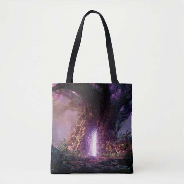 Bolsa Tote Surreal Enchanted Tree With Glowing Portal (Frente)