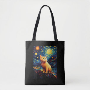 Bolsa Tote Surreal Starry Night Munchkin Cat