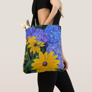 Bolsa Tote Susa de Olho Preto e Hortênsia Azul Floral