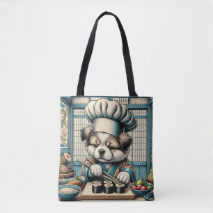 Bolsa Tote Sushi Chef Puppy Adorável