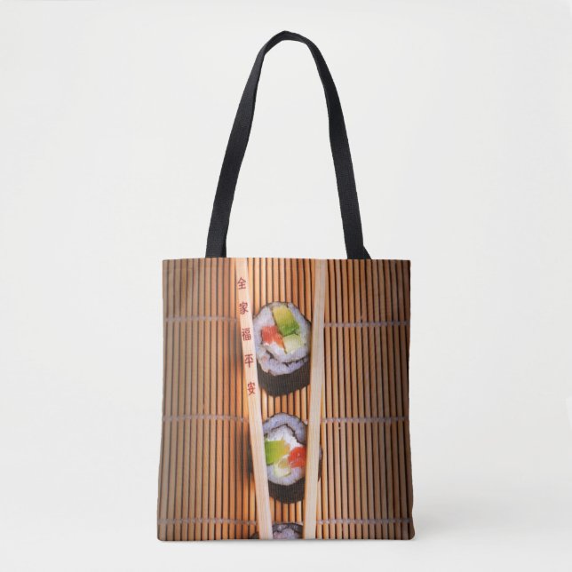 Bolsa Tote Sushi e chopsticks de madeira (Frente)