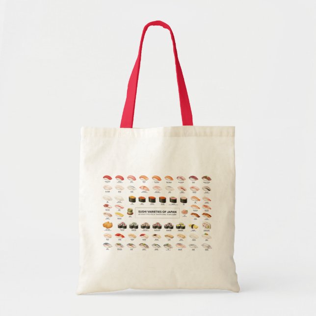 Bolsa Tote Sushi Guide Tote Bag – Japanese Food Chart (Frente)