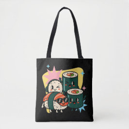 Bolsa Tote Sushi Japonês Fofo Retro Kawaii Comida Japonesa