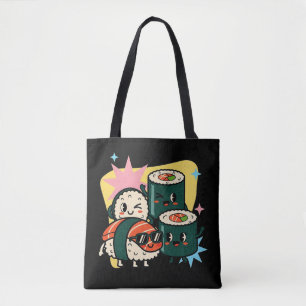 Bolsa Tote Sushi Japonês Fofo Retro Kawaii Comida Japonesa