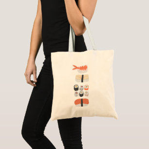 Bolsa Tote Sushi Nigiri Maki Roll Comida Japonês Art Tote Bag