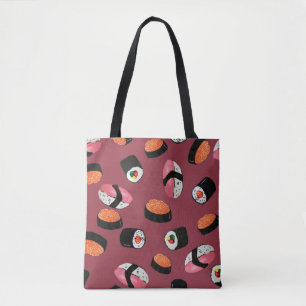 Bolsa Tote Sushi Onigiri Rolls: Ilustração Sem Costura