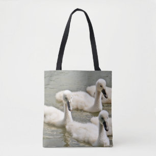 Bolsa Tote Swan Cygnets Nadando
