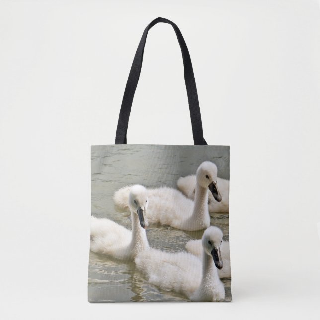 Bolsa Tote Swan Cygnets Nadando (Frente)