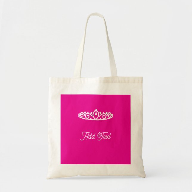 Bolsa Tote Sweet Sixteen White & Pink Tiara Bag Favour  (Frente)