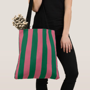 Bolsa Tote Sweetheart Pickle Green Stripe Rosa